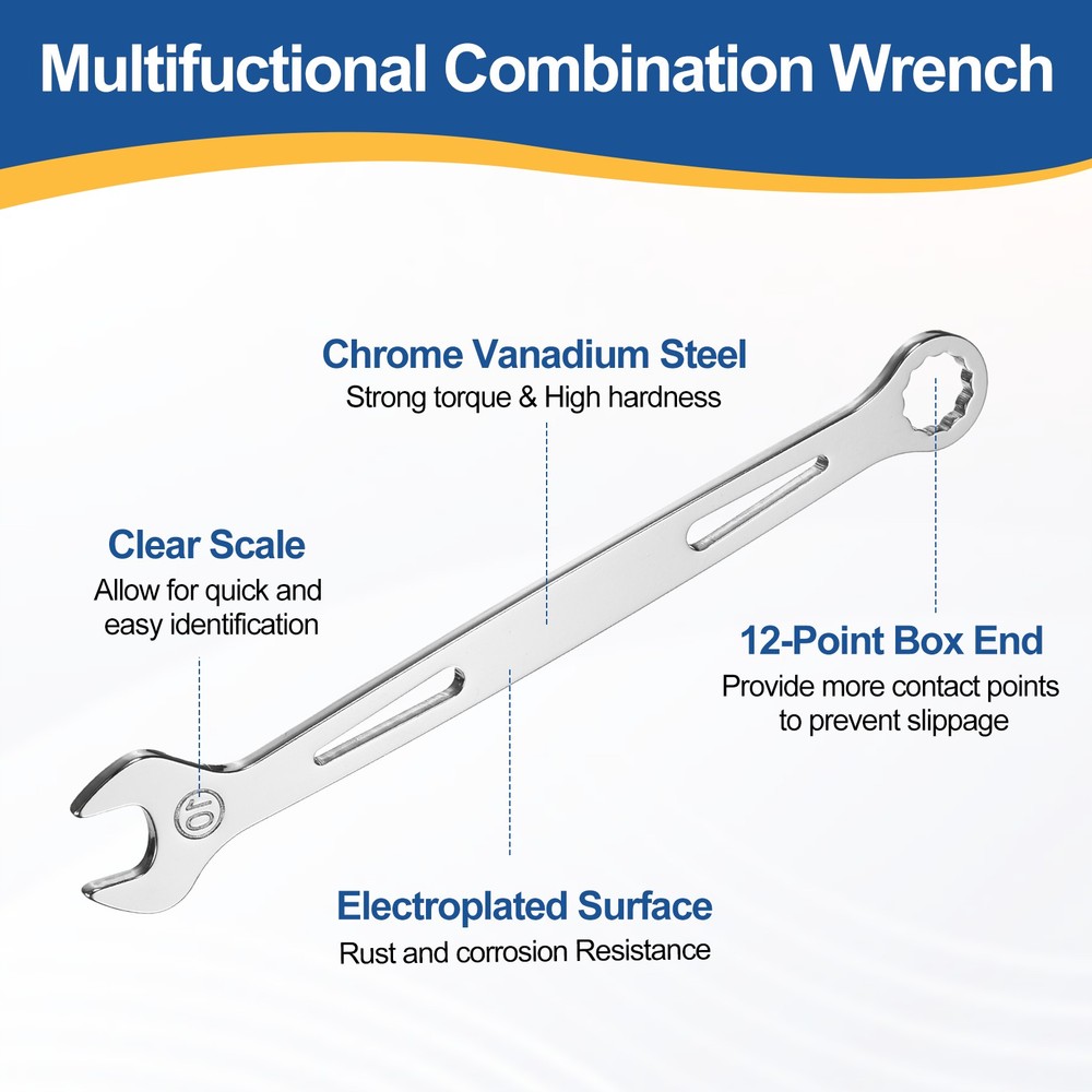 10mm Combination Wrench Thin Metric 12-Point Box and Open End Spanner