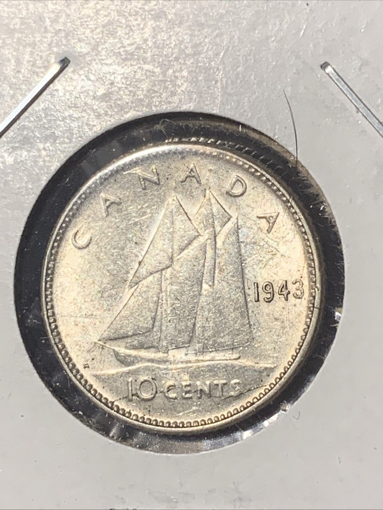 1943 Canada Silver 10 Cents - BU