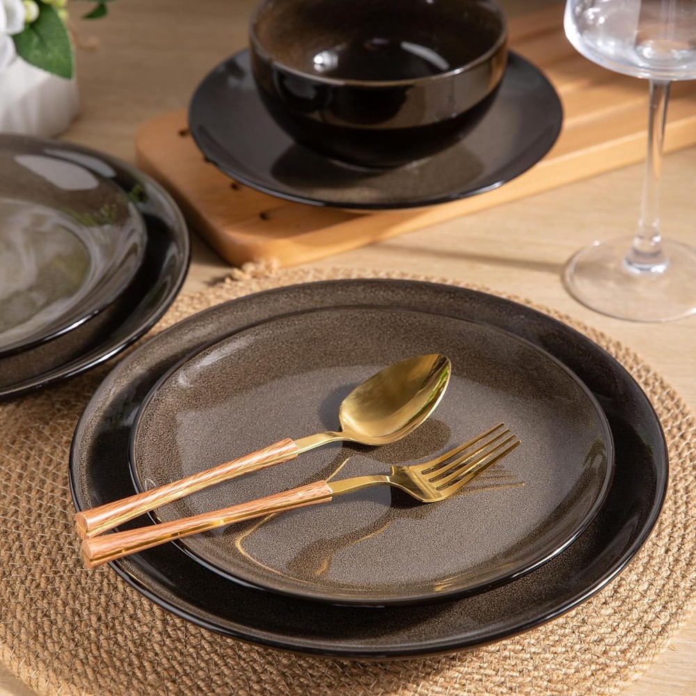 Ceramic Dinnerware Sets for 6,Stoneware Plates and Bowls Sets,Handmade Reacti...