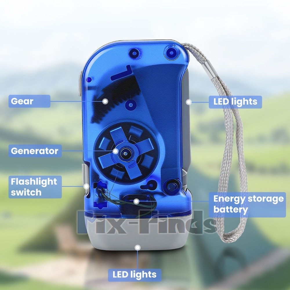 4x Hand Crank LED Flashlight Dynamo Pressing Flashlight Camping Emergency Torch