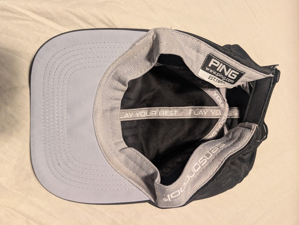 Ping Cap Hat Unisex Adjustable Black Polyester Spandex Blend Sensorcool. T4