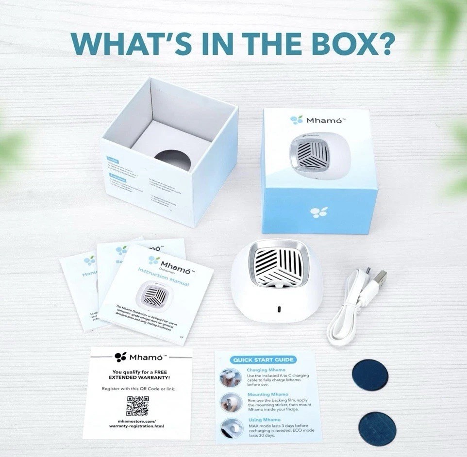MHAMO Fridge Deodorizer - Rechargeable Mini USB Refrigerator Deodorizer