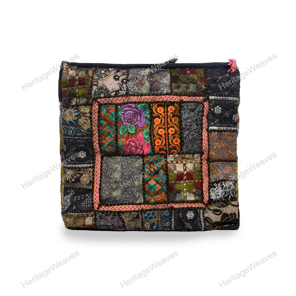 Handmade Patchwork Vintage Home Décor Khambari Square Pouf