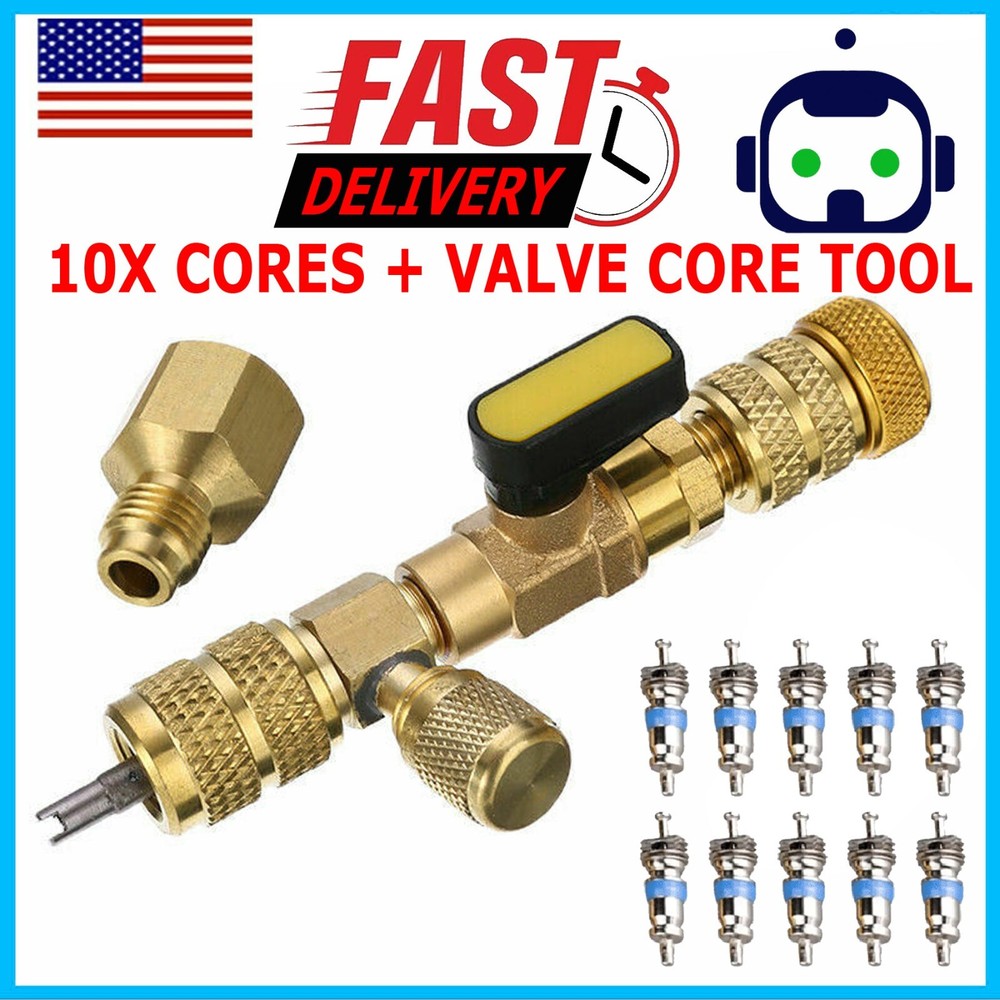HVAC Valve Core Remover Installer Tool Dual Size SAE with 1/4 5/16 Port Nut