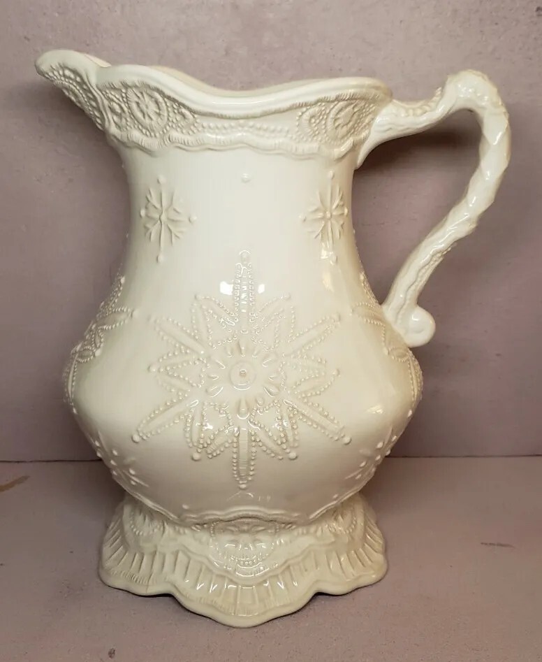 Vintage Ivory Christmas Snowflake Pitcher