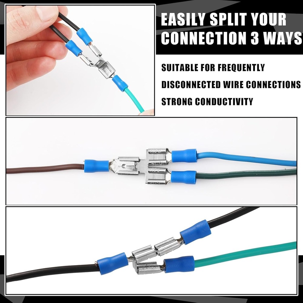 36 Pcs Electrical Quick Splice Wire Terminals, Piggyback Spade Connectors,Double