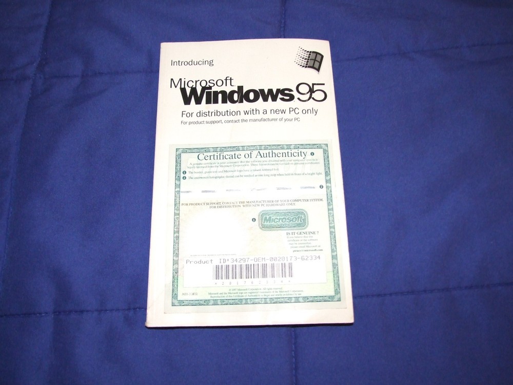 windows 95 book oem from 1995 computer