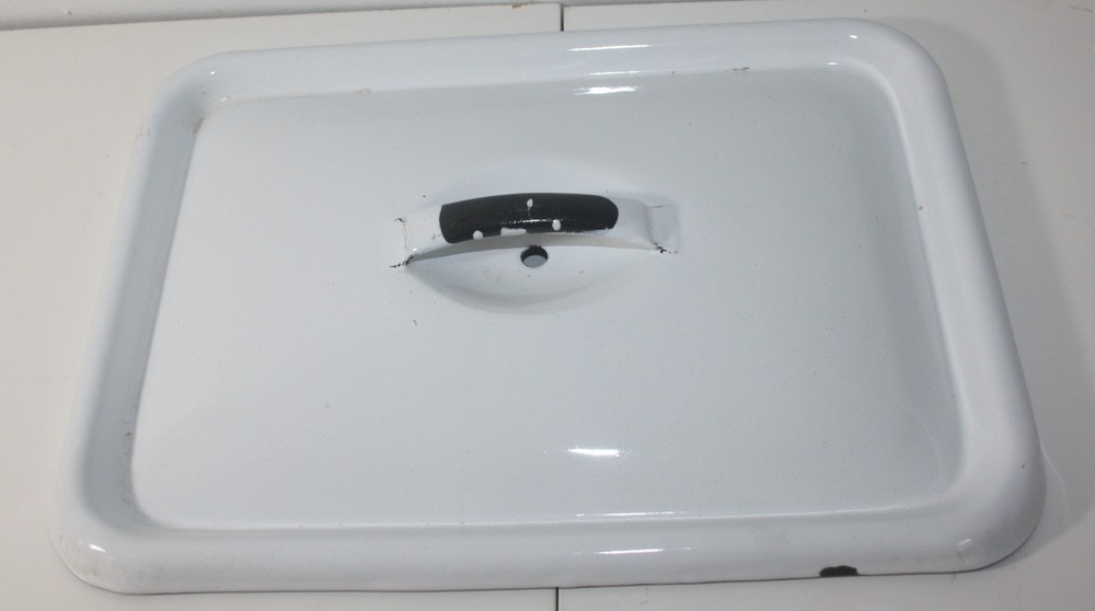 White Enamelware Replacement Lid Rectangle 11.75X8.75