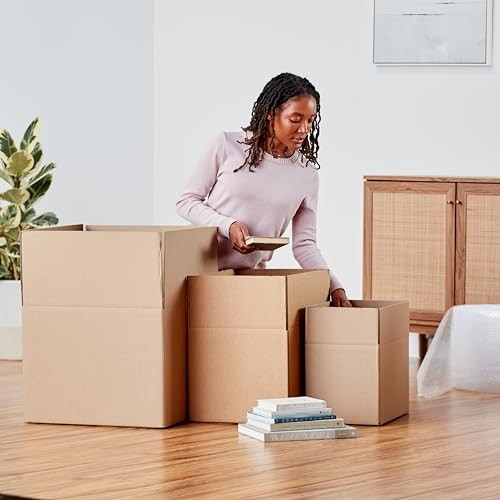 Amazon Basics Cardboard Moving Boxes for Packing and Large, 6-Pack, Brown