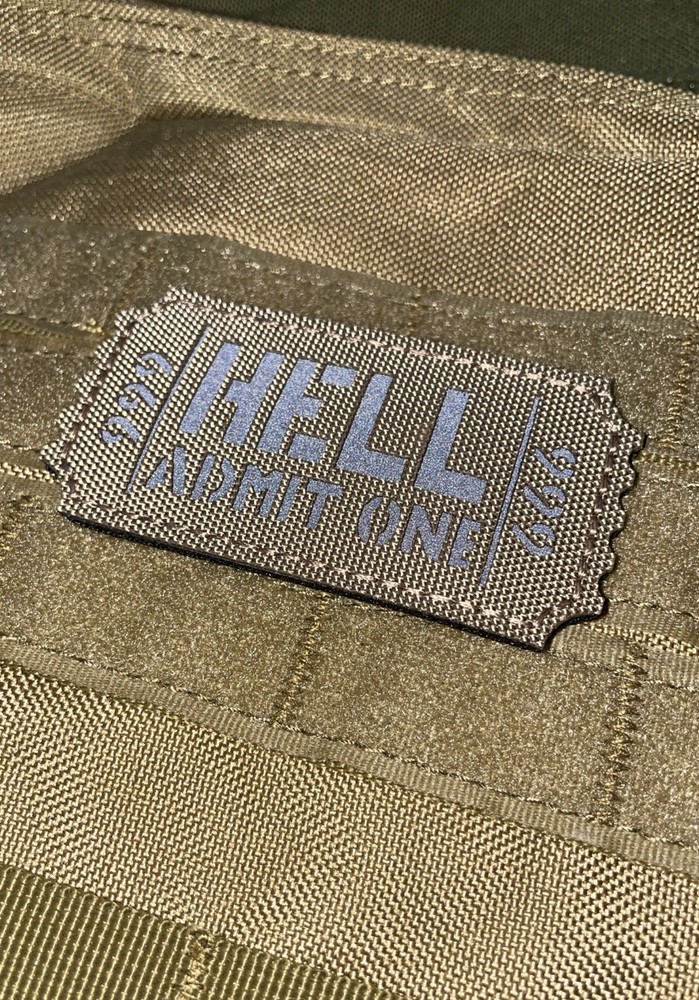 HELL Admit One 666 IR Funny Tactical Patch Morale Army Marine Hook Loop Vet