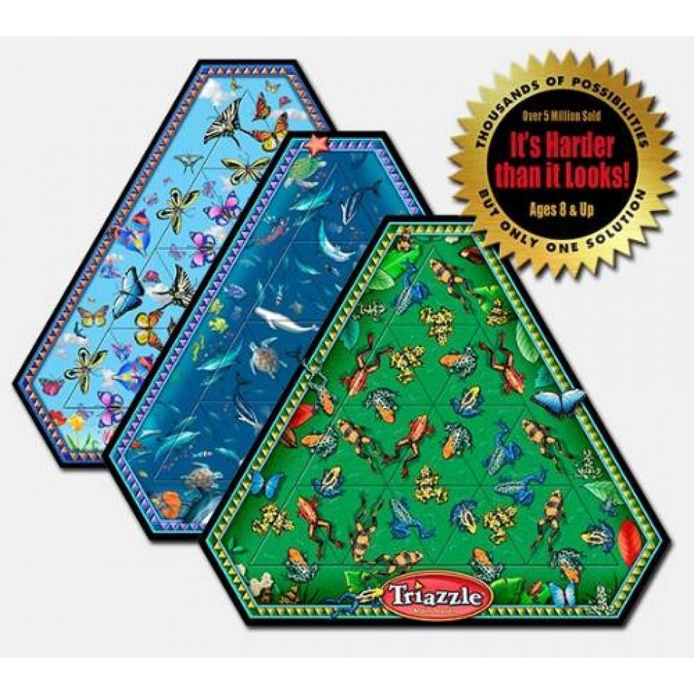 Think Fun Triazzle Picture Brain Puzzle Multi-Pack -Frog-Dolphin Memory
