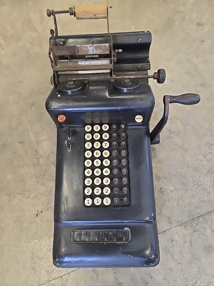 Antique Burroughs Adding Machine Black Untested