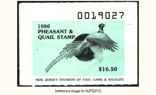 D2K New Jersey Pheasant 1986 $16.50