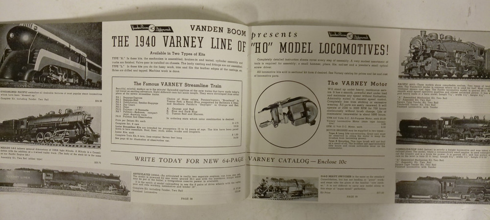 Vanden Boom Mini-Train 1940 Catalog