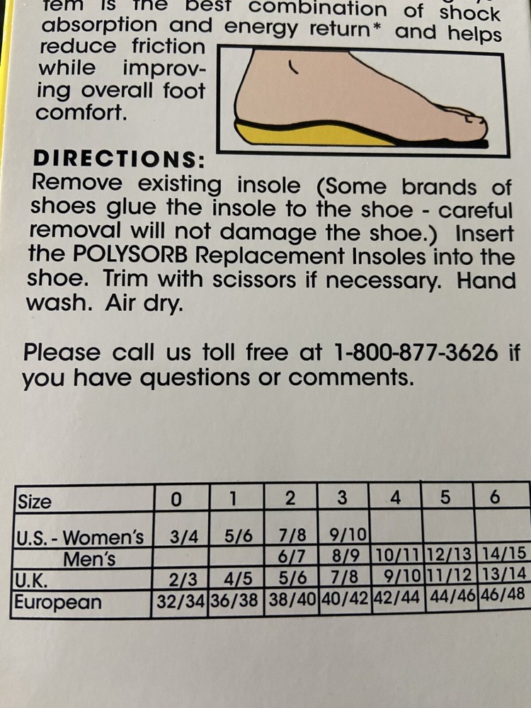 Spenco PolySorb Everyday Replacement Insoles (MULTIPLE SIZES!)