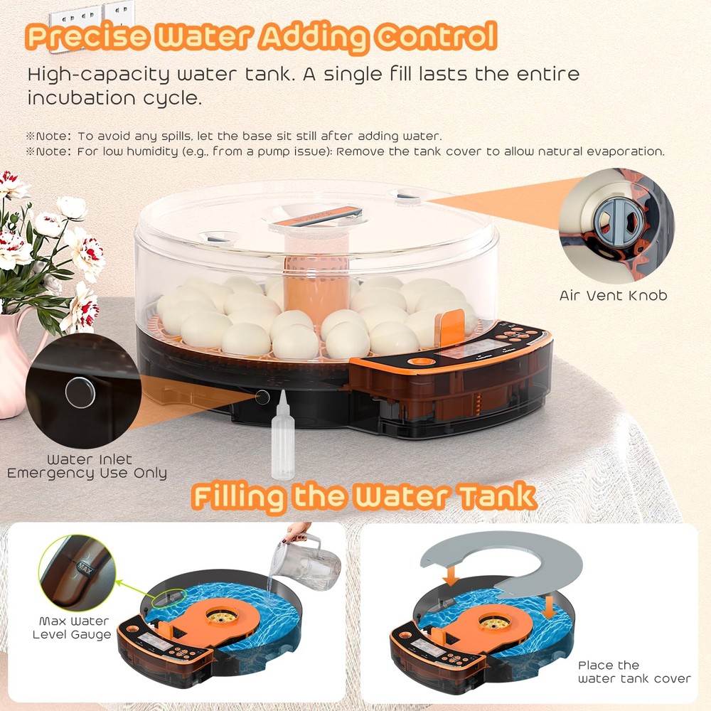 AsFrost Automatic Incubators for Hatching Eggs, 24 Egg 24, Orange