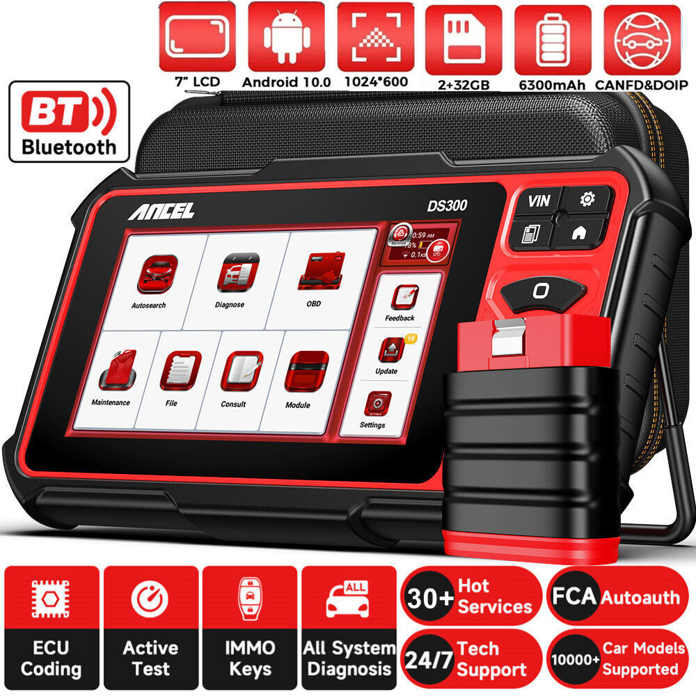 ANCEL DS300 Bidirectional Tool OBD2 Scanner Diagnostic FCA Autoauth ECU Coding