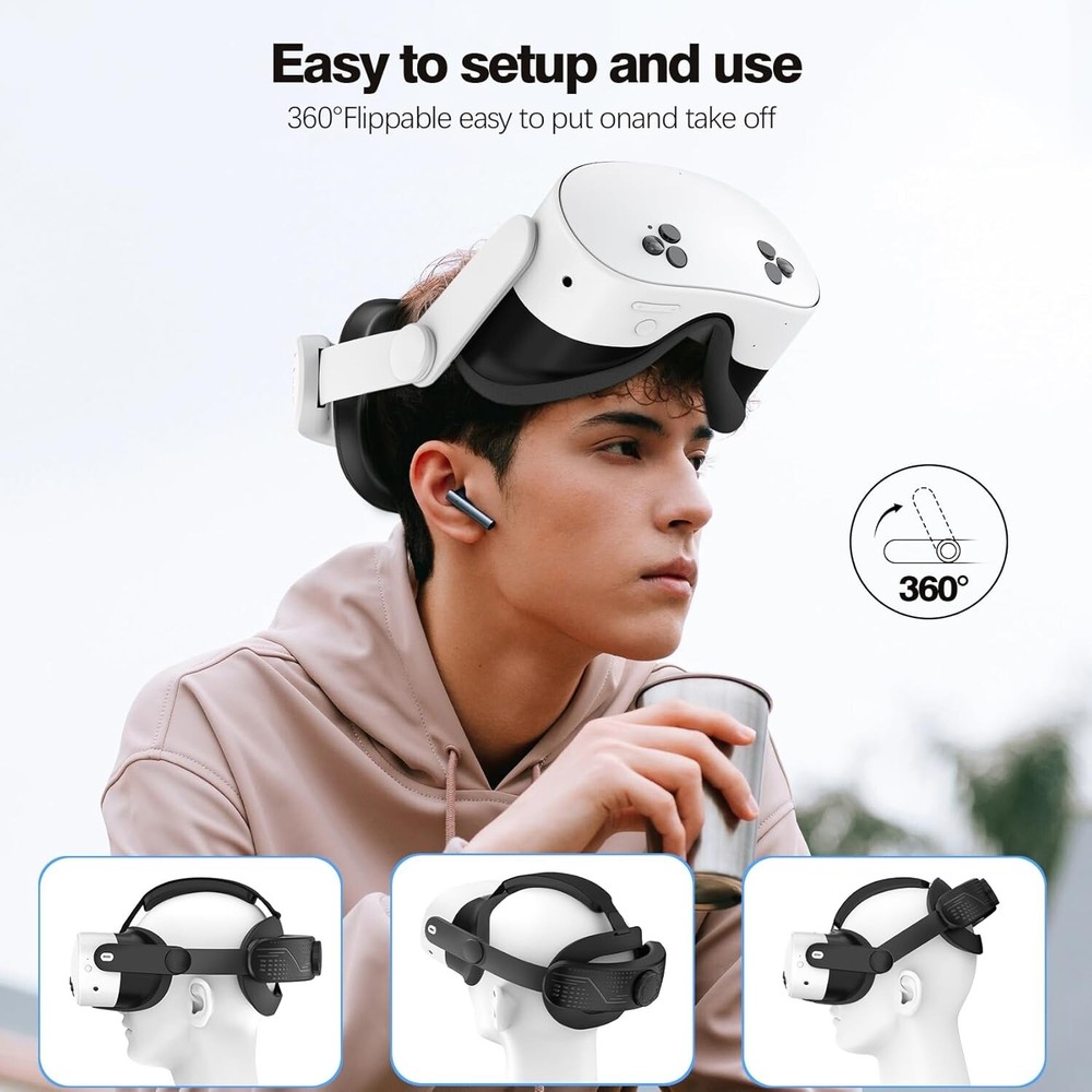 Head Strap for Meta Quest 3S Adjustable T3 Elite HeadStrap Replacement Q3S White