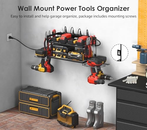 Garage Tools Storage with Charging Station. Power Tool Battery Small 2 Layer