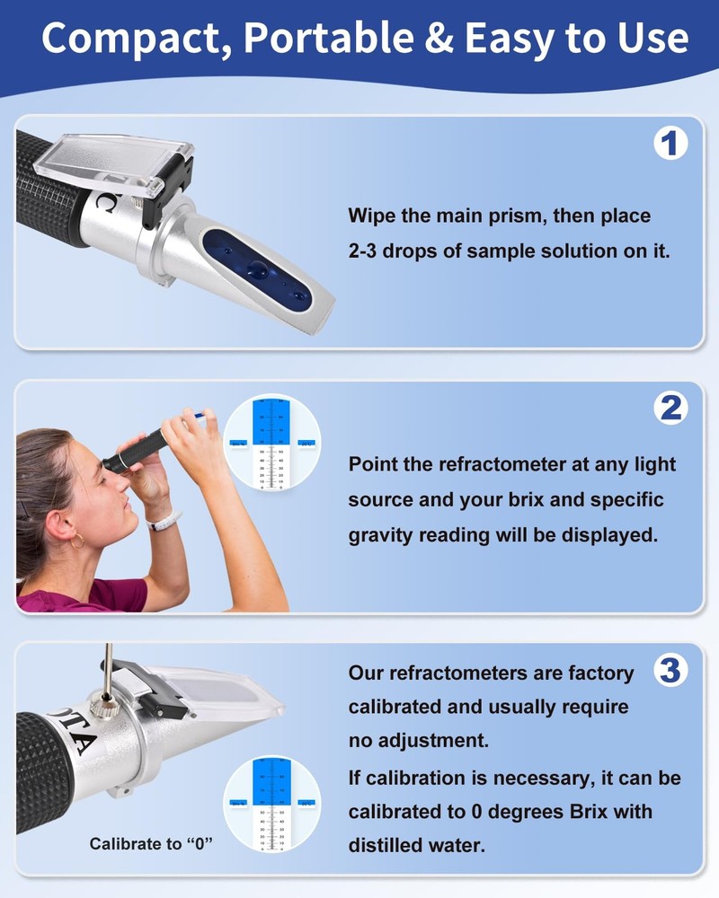 Brix Refractometer 0-90%, Meter with ATC, Accurate...