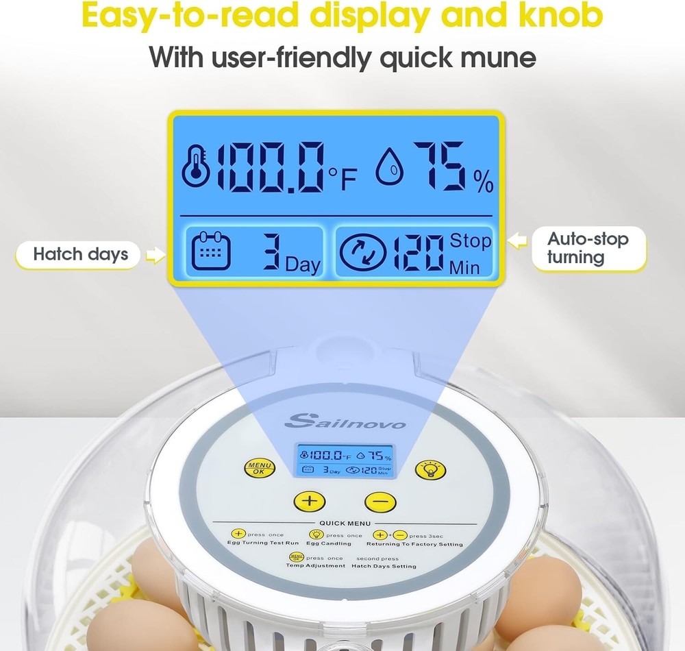 18 Egg Poultry Incubator for Hatching Chick Automatic Turning Egg Incubator⚡