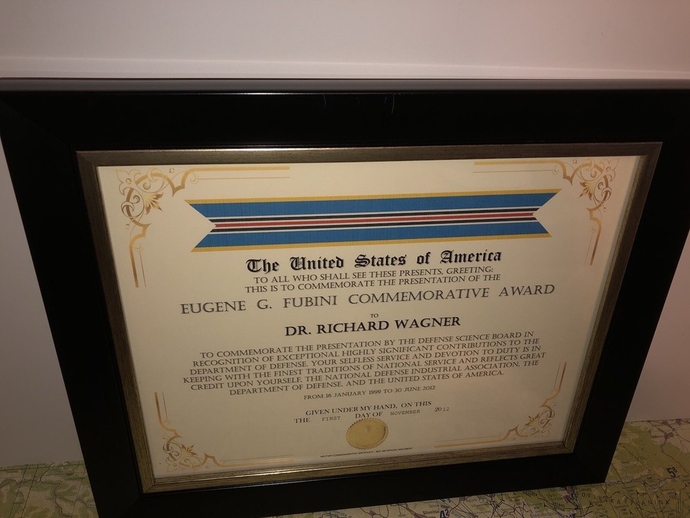 DOD - EUGENE G. FUBINI COMMEMORATIVE AWARD CERTIFICATE ~ Type-1