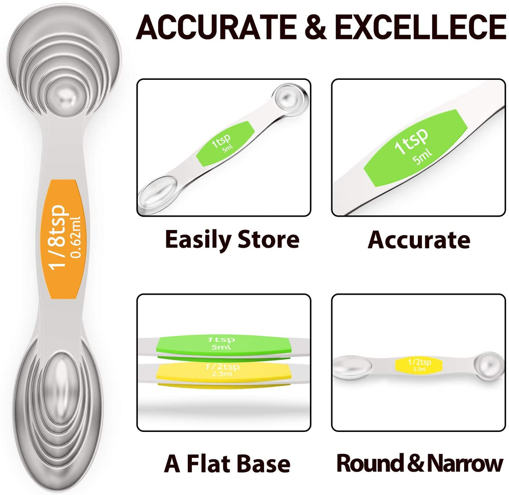 Measuring Cups Magnetic Measuring Spoons Set 16 Pcs, Stainless Steel Stackable