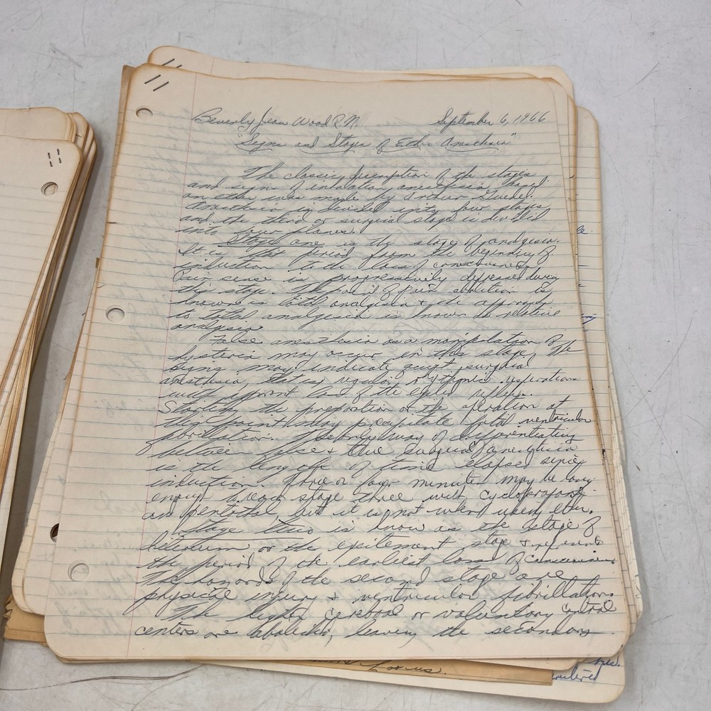 Vintage Medicine Science Note Term Papers School 1960s Class Handwritten Cursive