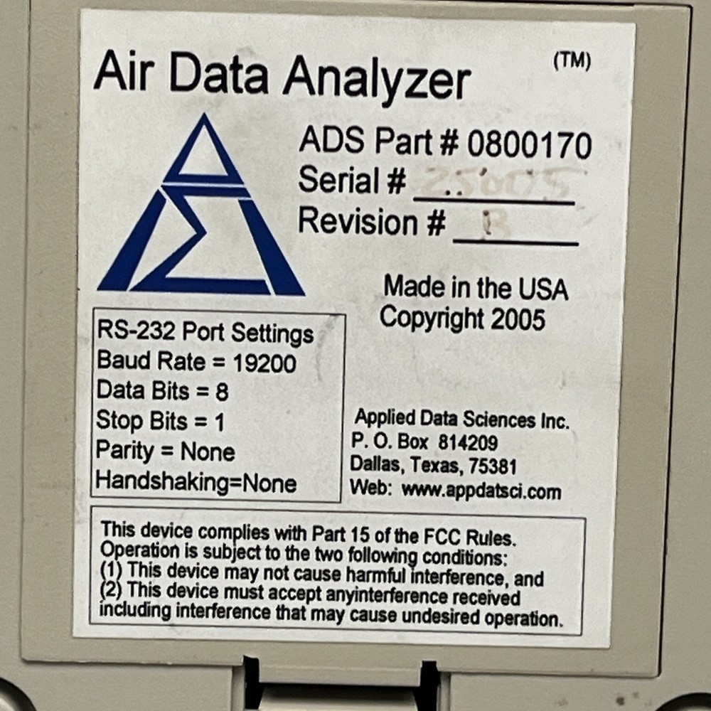 Applied Data Science ADA-01 Air Data Analyzer Used Env Monitor