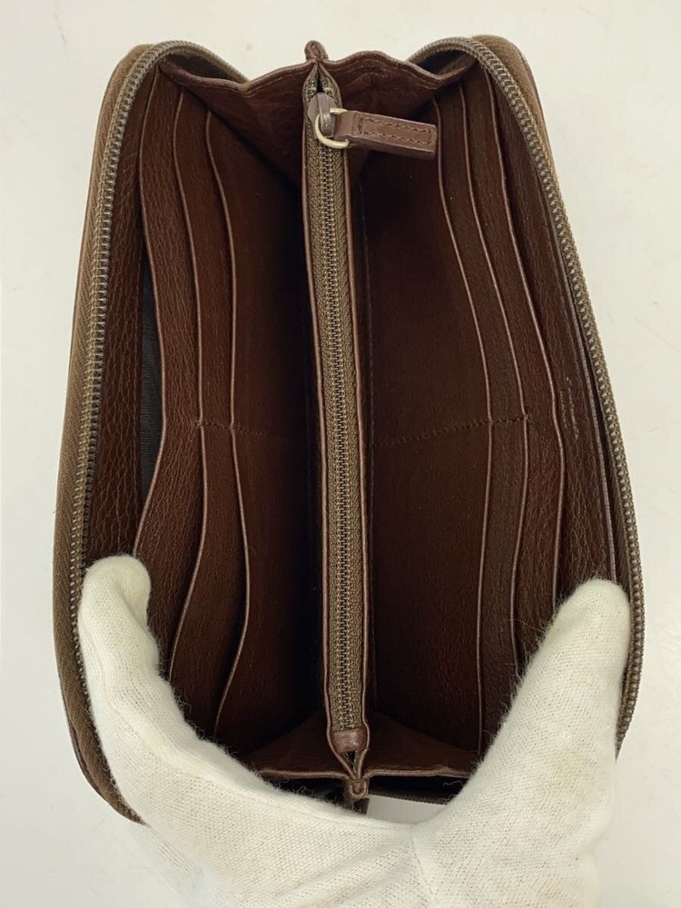 PRADA Long Wallet Leather Brown Women's