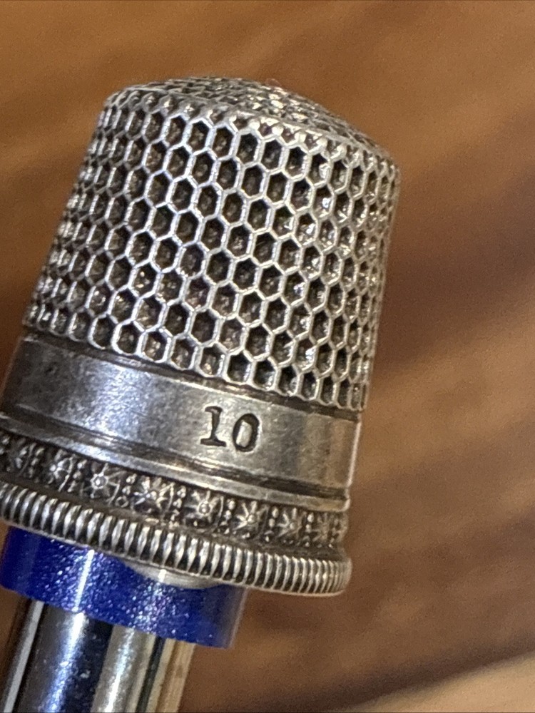 Vintage Sterling Silver #10 Thimble with Markings On Inside
