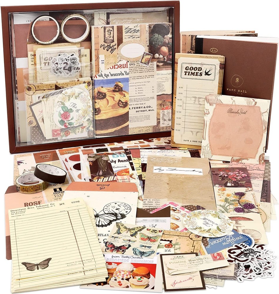 Vintage Scrapbook Kit(346pcs), Bullet Junk Journal Kit with Journaling/Scrapb...