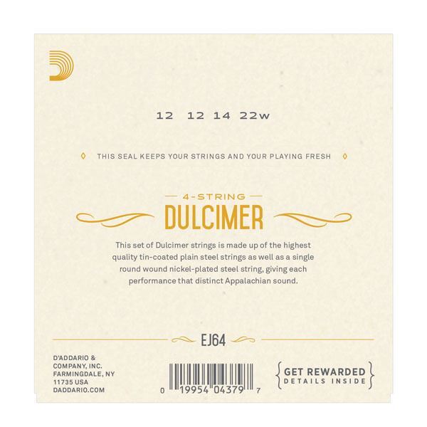 D'Addario EJ64 4-String Dulcimer Strings, 12-22