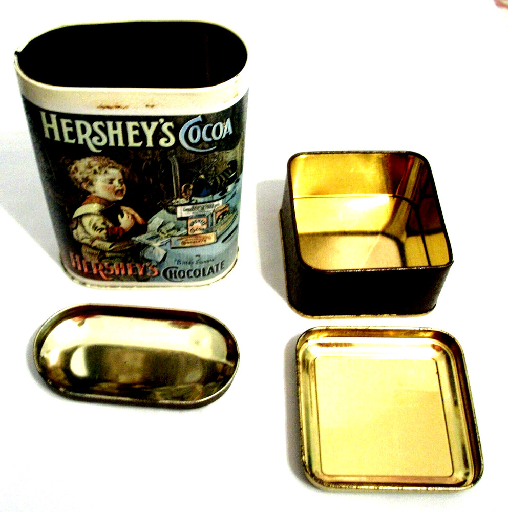 2 Hershey's Tin Storage Container Cocoa Bitter Chocolate 1982 - 1984 England