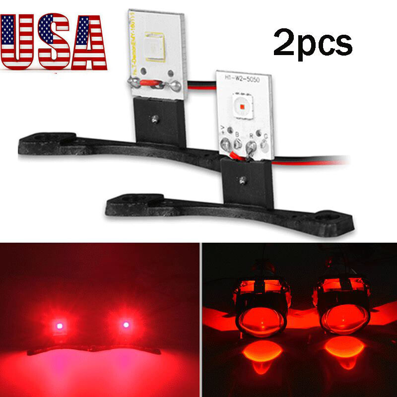 2x Red Devil Eyes Demon Evil Eye LED DRL For Projector Lens Headlight Retrofit