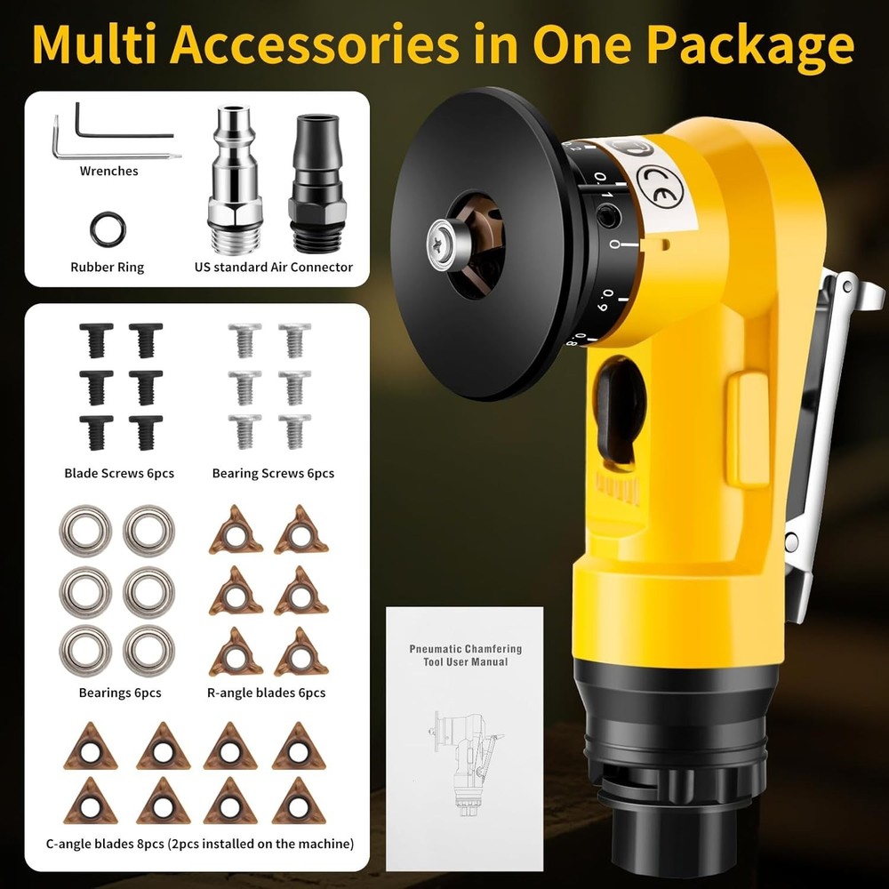 2-in-1 Pneumatic Chamfering Tool - Air-Powered Precision Cutting Tool