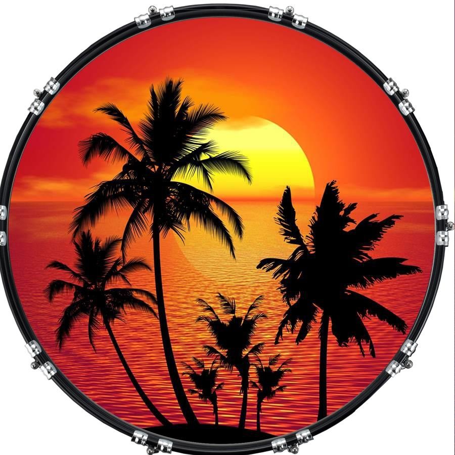 Custom 22" Kick Bass Drum Head Graphical Image Front Skin Beach 3
