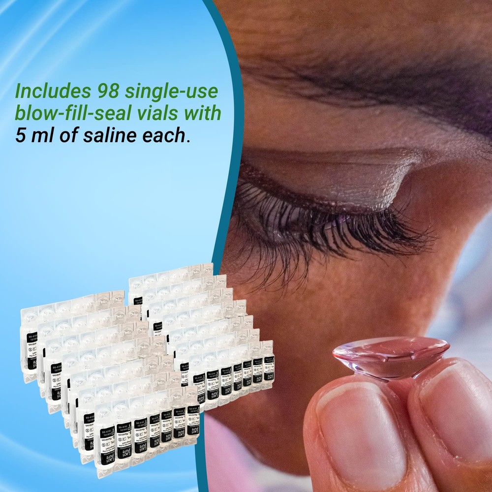 Saline Contact Lens Solution 98 Vials 5ml for Rinse & Insertion