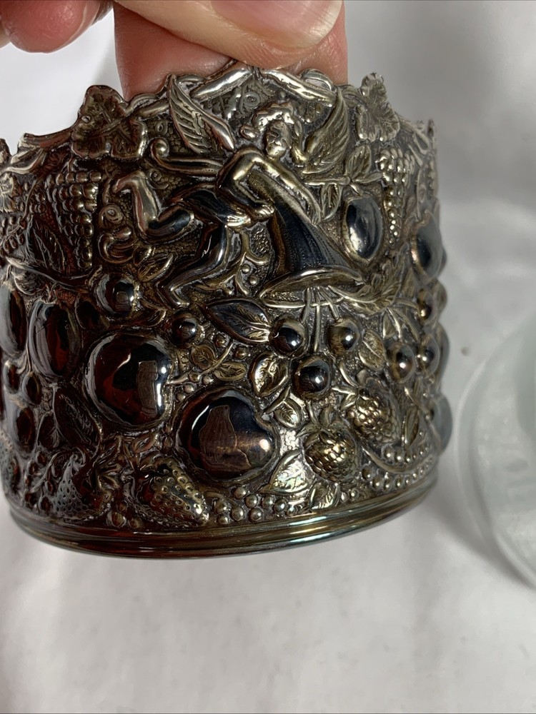 Glass Repousse Jam Jar with Windmill Spoon Silver