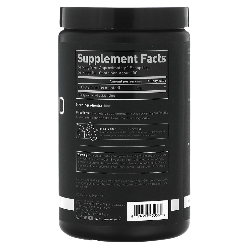 Glutamine, Unflavored, 1.1 lb (500 g)