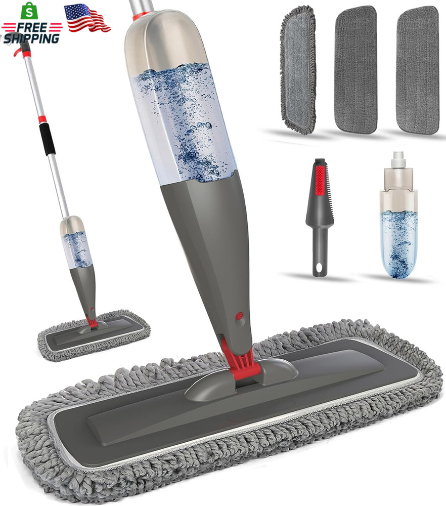 Effortless Spray Mop with Washable Pads for Easy Floor Cleaning - Fast, Effectiv