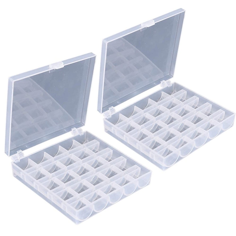 Sewing Bobbin Storage Box 25 Slot Plastic Organizer Case 2 Pack