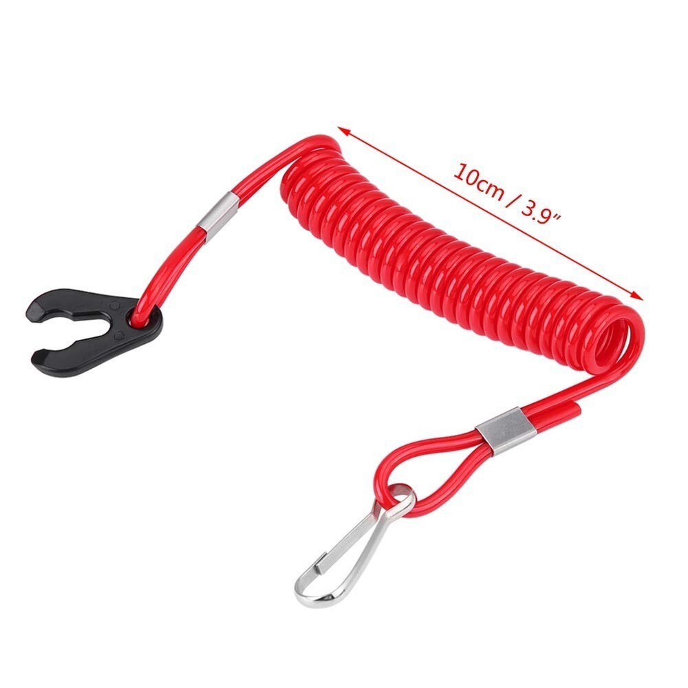 2 PCS Boat Motor Kill Stop Switch Key Emergency Stop Lanyard Rope Tether Clip