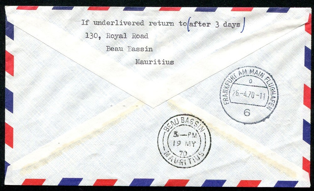 MAURITIUS: (10102) 1970 FFC Germany cancel/cover