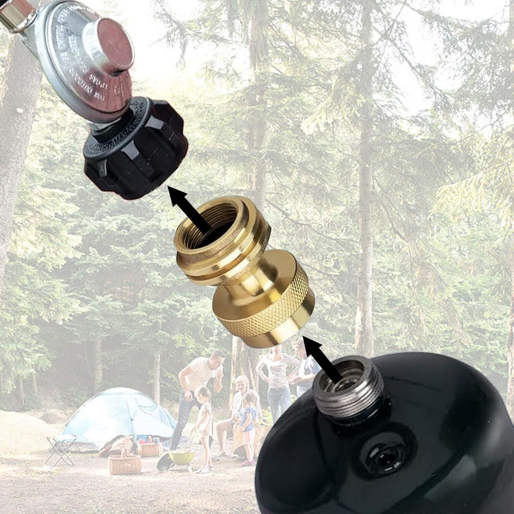 Universal Solid Brass Propane Tank Adapter 20LB to 1LB Converter QCC1 Regulator