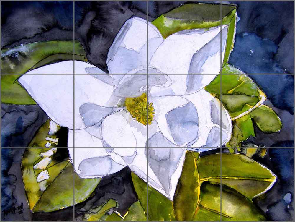 Magnolia Tile Backsplash Ceramic Mural McCrea Floral Flower Kitchen Art DMA045