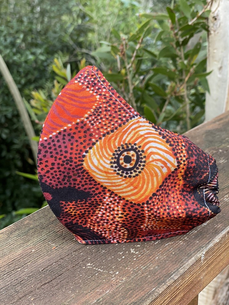 Indigenous Artwork Face Mask With Organic Cotton Filter, Nose Wire