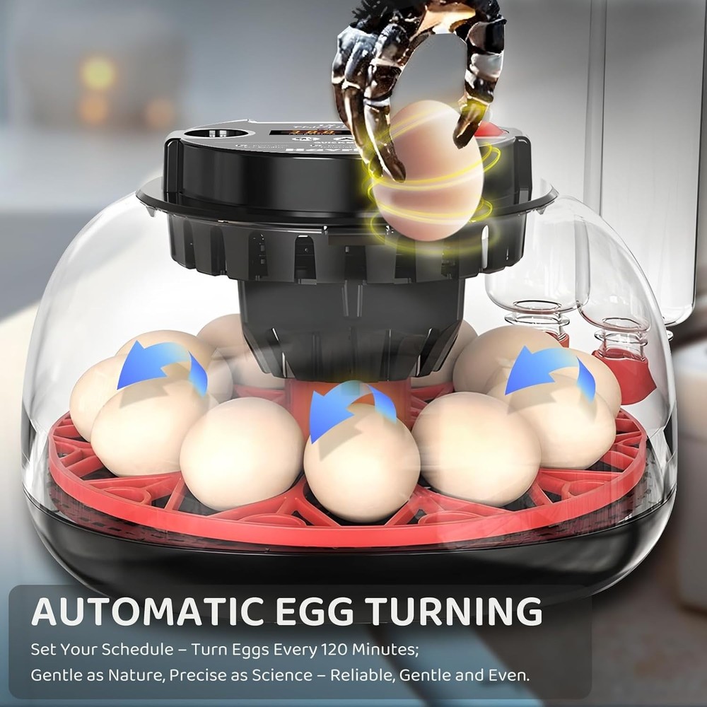 12 Egg Incubator for Hatching Eggs with Fully Automatic Egg Turning, Humidity...
