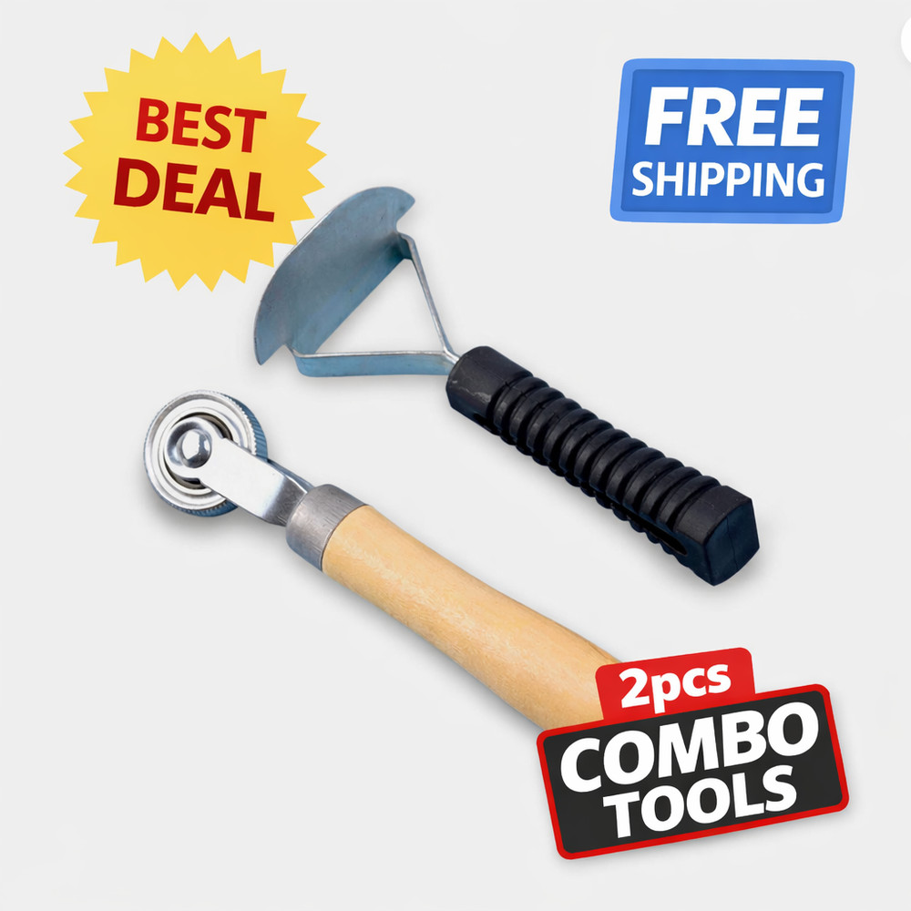 2pcs Tire Repair Tools – Roller Stitcher & Rubber Liner Scraper for Patch Work