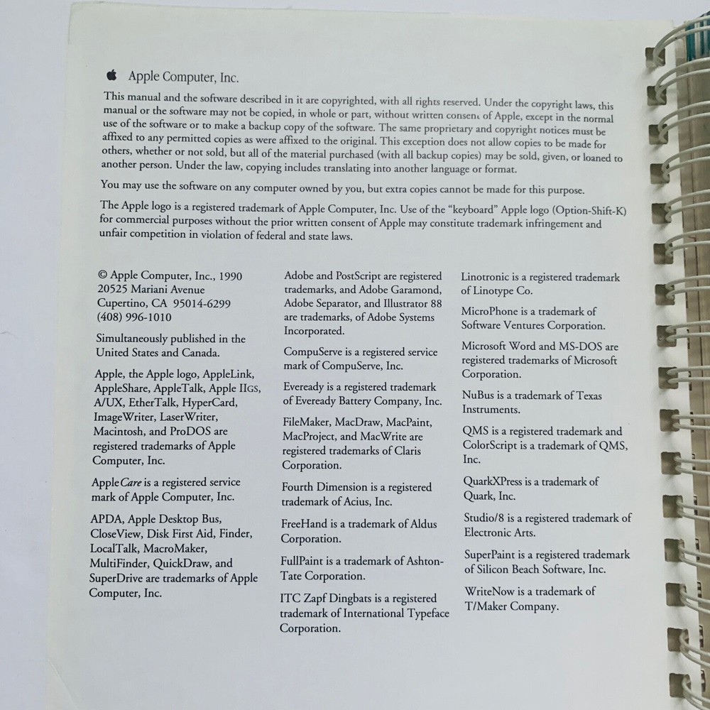 Apple Macintosh Reference Manual VTG 1990